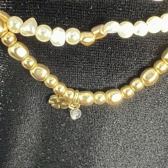 Elegant Lucky Brand 20-22” Gold bead & Pearl Necklace &bracelet set NWOT - Picture 5 of 7